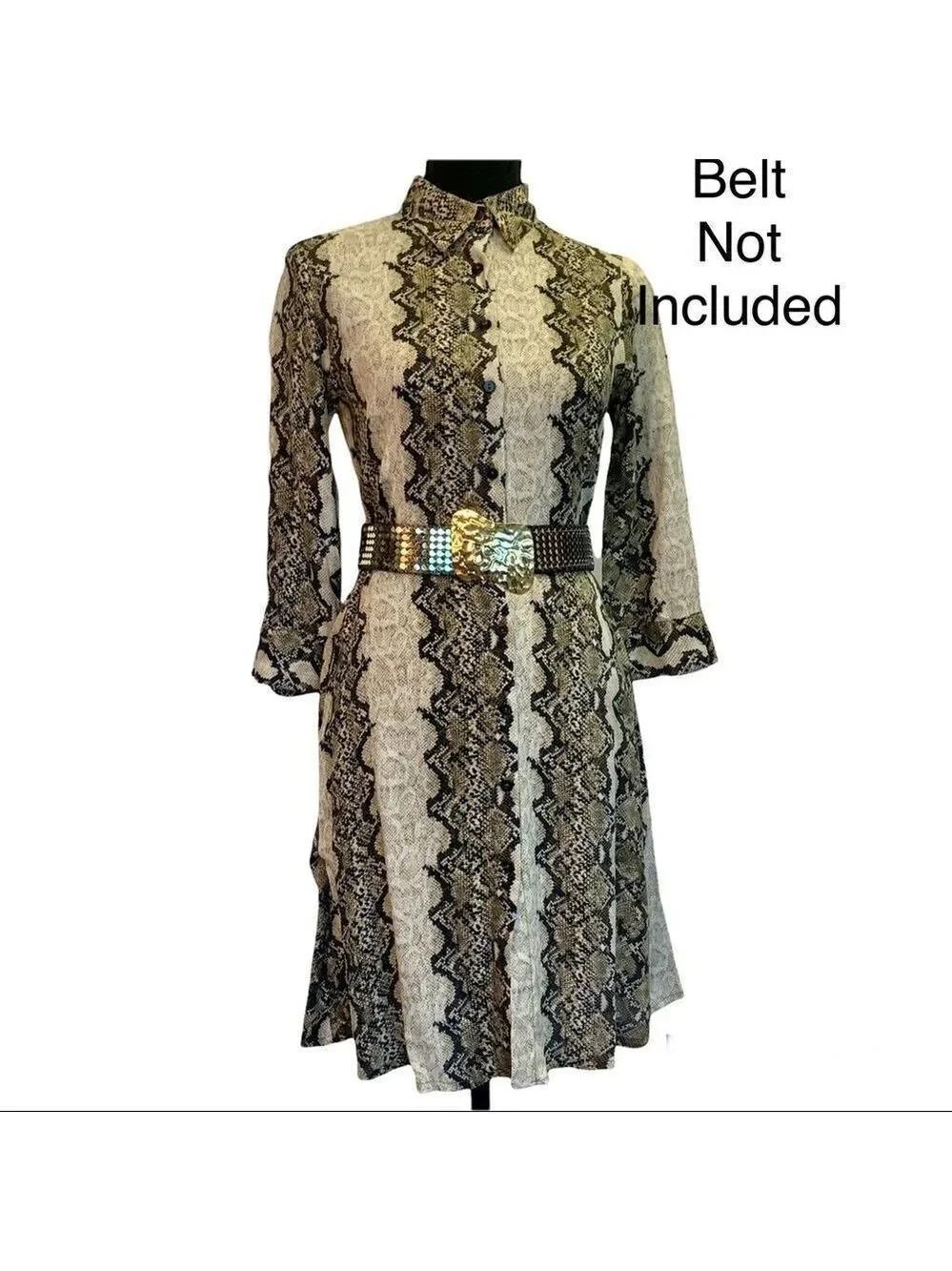 Mng New with tag long sleeve snake print button down dress size extra small